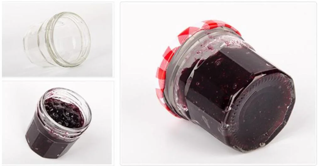Food Fruit Jam Packaging Clear Glass Jars for Storage Jam (Grid pattern cap)