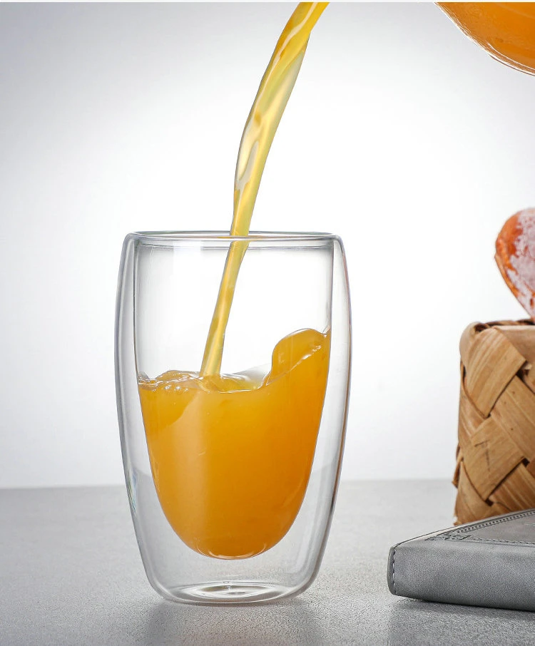 Double-Layer Beverage Cup High-Temperature Resistant Champagne Glassware with Bamboo Lid