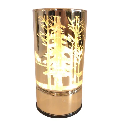 家の装飾用のLEDライト付きの金色の金属とガラスのクリスマスキャンドルホルダー